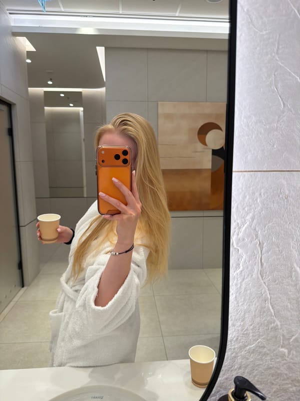Woman documents spa visit with selfies and pool scenes