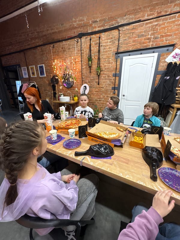 Children's party and rainy day moments in Chaikovsky, Russia