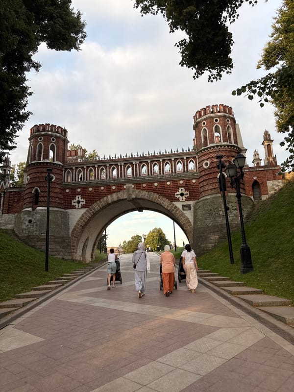 Summer afternoon at Tsaritsyno Palace and its lakeside park