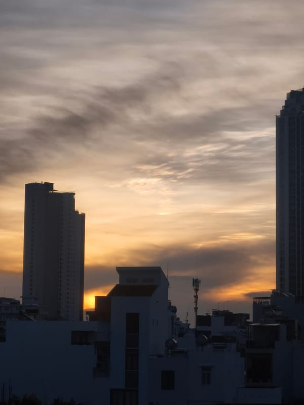 Nha Trang skyline at sunset, two perspectives