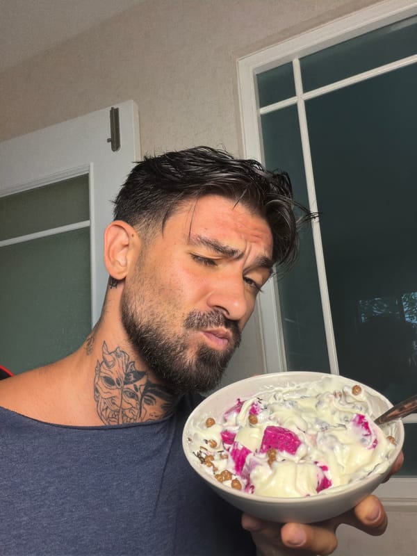 Man enjoys fruit and yogurt bowl in Chalong