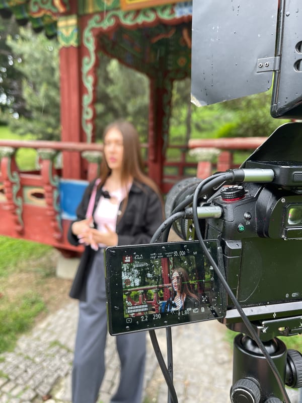 Video shoot at Korean pavilion in Kyiv park