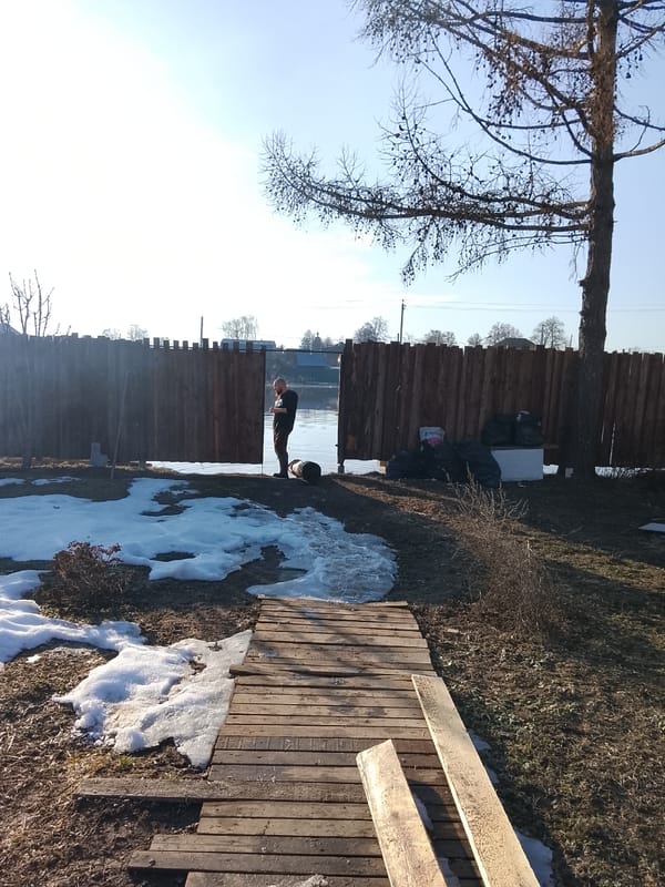 Spring flooding documented in rural Russian village
