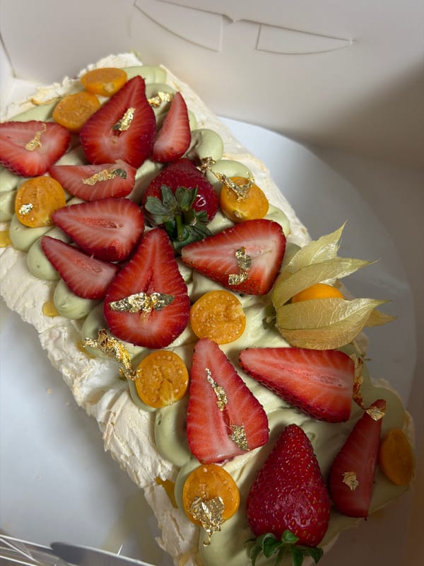 Decorated cake with strawberries spotted in Ramat Gan