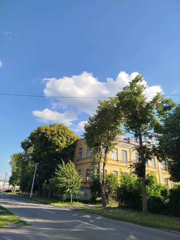 Midsummer streets and garden details in Chernihiv, Ukraine