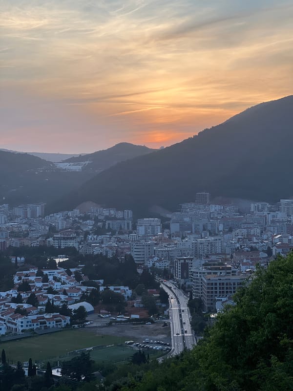 Sunset captured across Montenegro's Adriatic coast near Budva