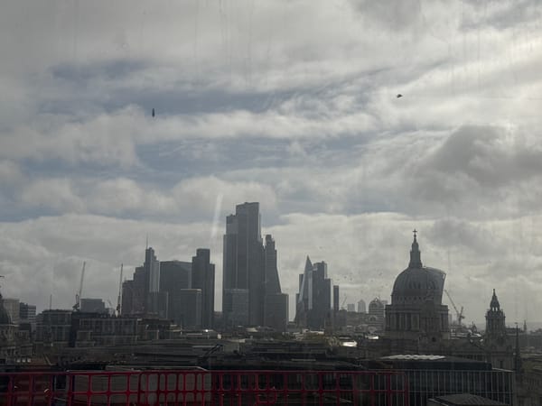 London morning scenes captured: city skyline and strawberry wall art