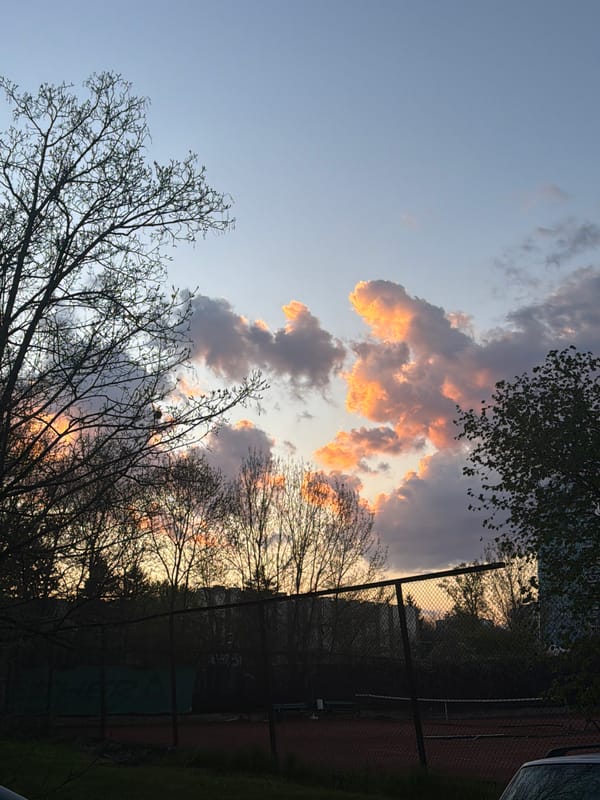 Sunset observed over Sofia with orange clouds at 5:05 PM