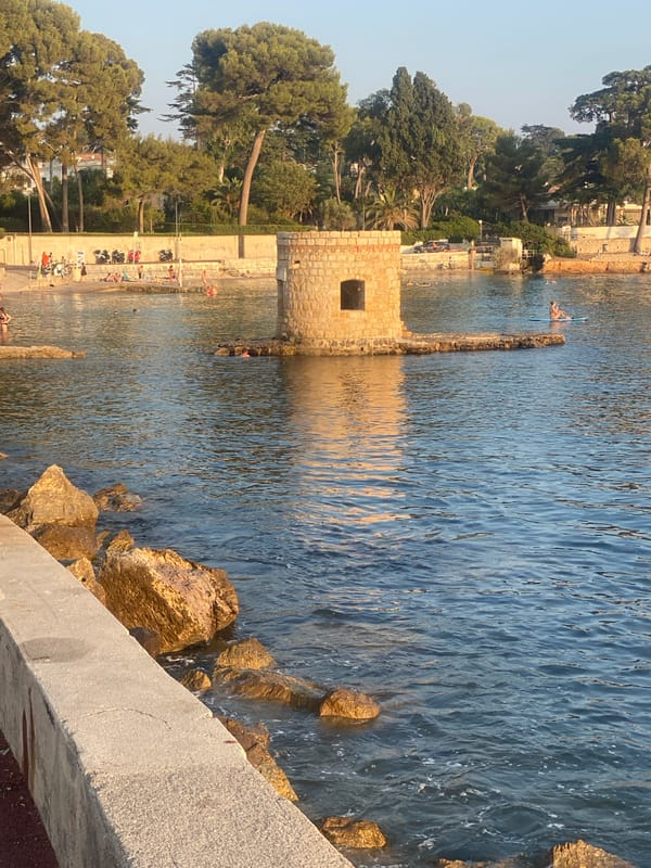 Antibes coastline and streets in late afternoon light