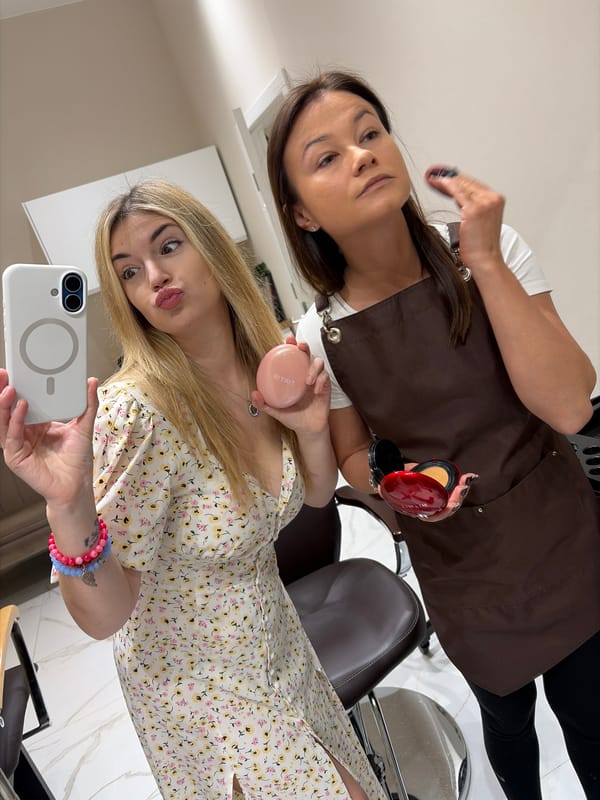 Women get ready at beauty salon in Budva