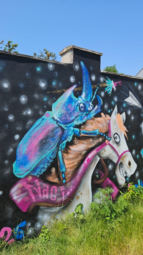 Street-level tour of Prešov's vibrant outdoor mural scene