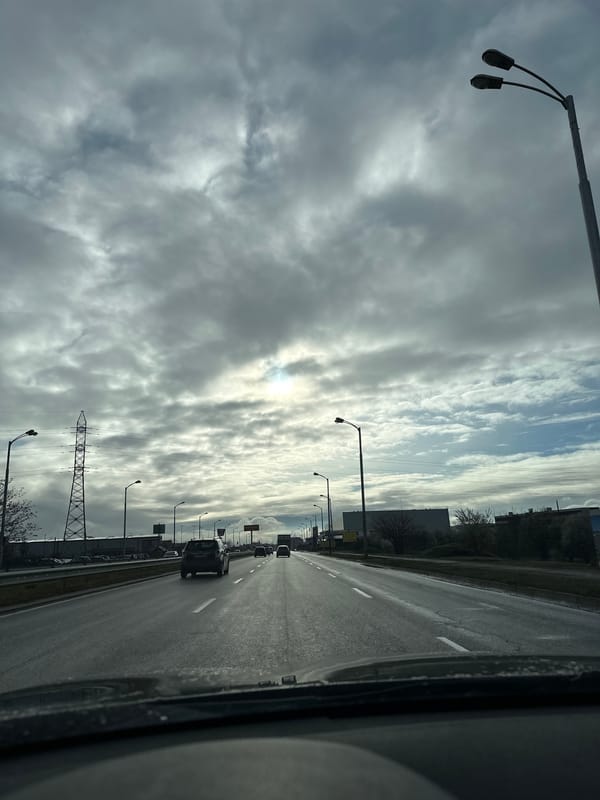 Early morning highway drive under overcast skies in Sofia
