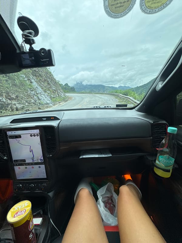 Morning drive through mountain roads in northern Vietnam