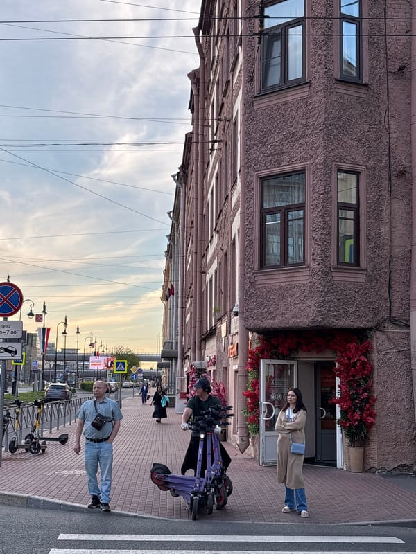 Evening street scenes documented across Saint Petersburg