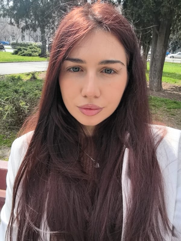 Woman enjoys outdoor meal and photos in Stara Zagora