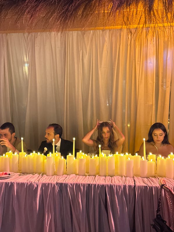 Wedding reception gathering captured in rural Senegal community