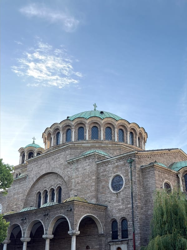 Tourist documents afternoon walk through central Sofia landmarks