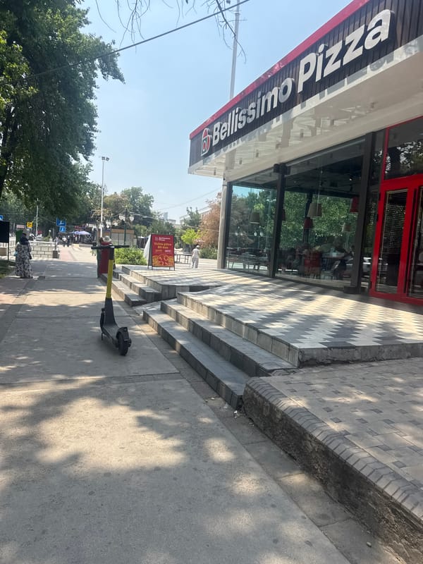Street scenes and decorated interiors near a Samarkand-labeled commercial area