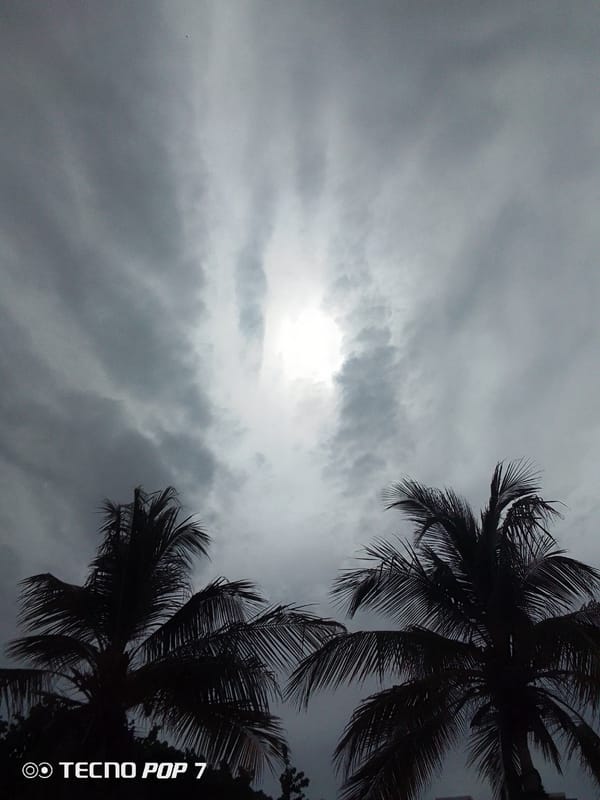 Overcast skies with breaking sunlight observed in Venezuela
