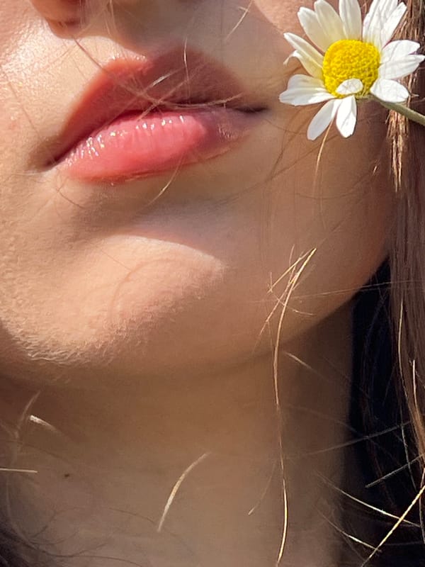 Dreamy outdoor portrait series with daisies and roses