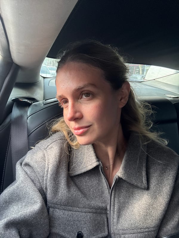 Woman photographed in car in Tbilisi, Georgia