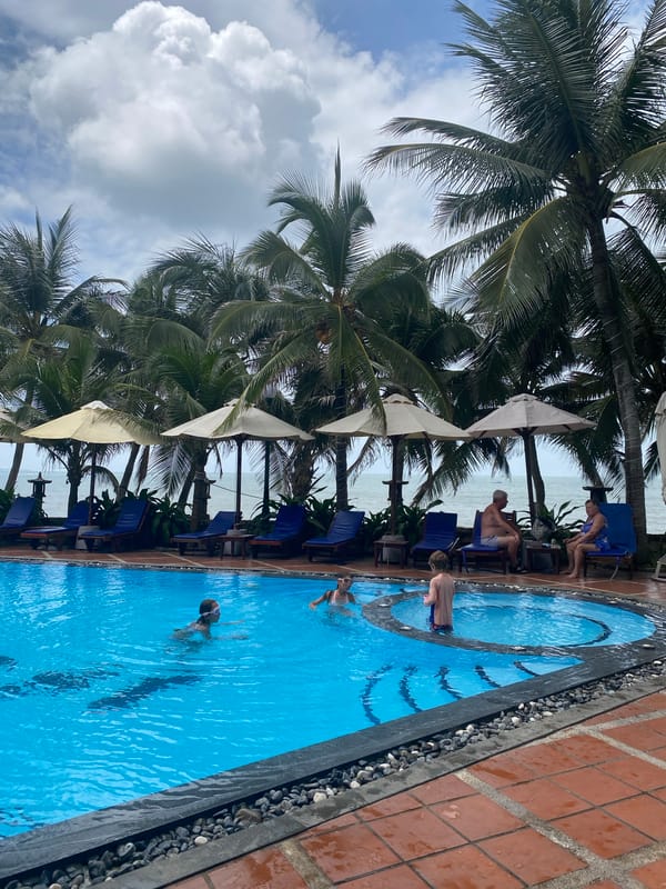 Poolside and beachfront downtime at a Mũi Né resort