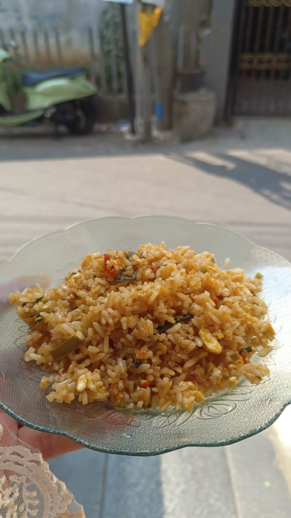 Quiet domestic morning in West Jakarta — prayer, food, and pet rabbits