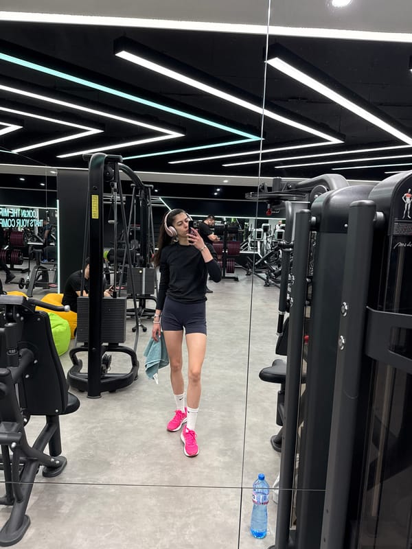 Morning gym session documented with selfies in Sofia