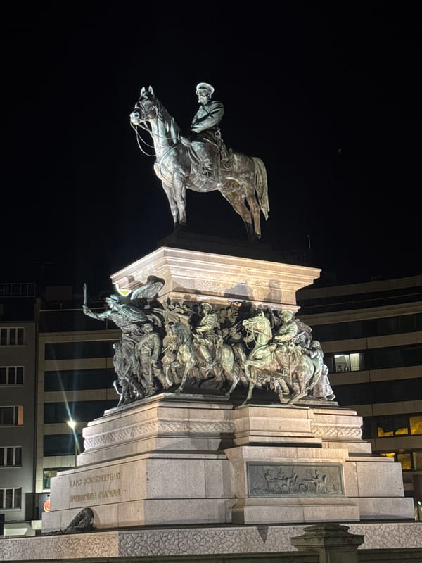 Sofia landmarks illuminated during nighttime event with dramatic spotlights
