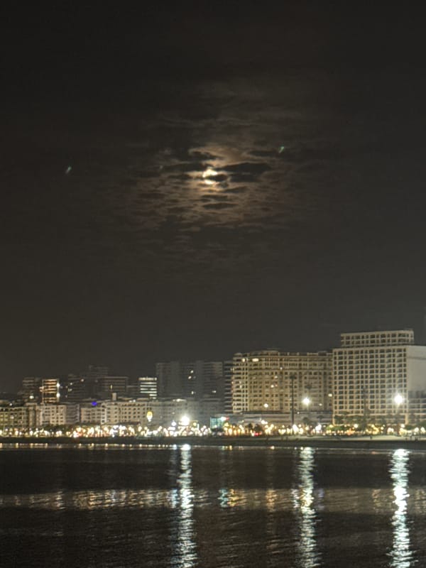 Nighttime documentation captures illuminated Tangier across multiple locations