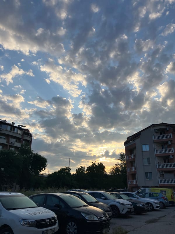Evening dog walk documented through photos in Plovdiv, Bulgaria