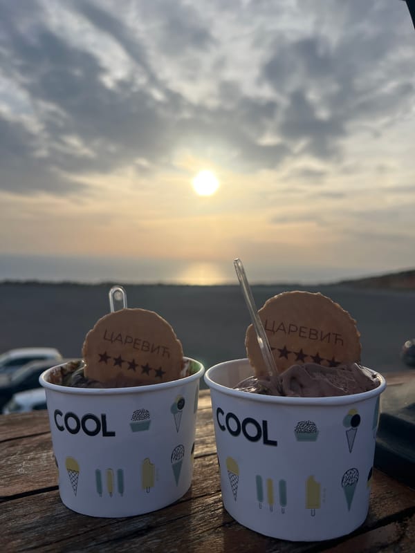 Ice cream outing captured at Montenegro waterfront cafe