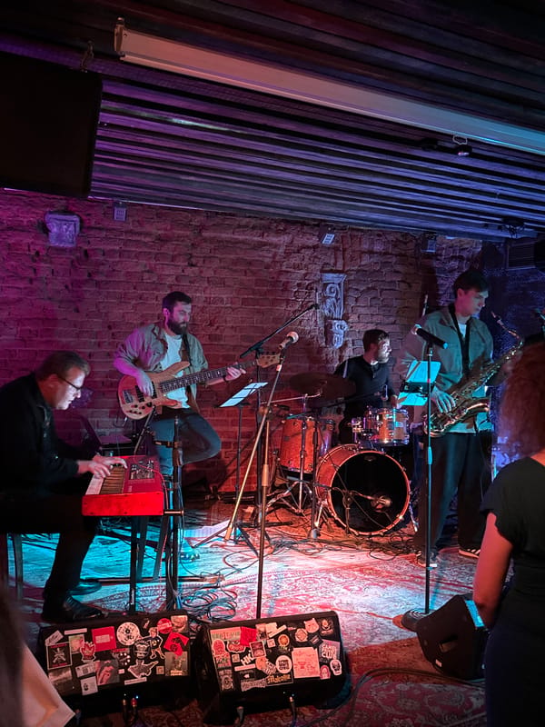 Live band night in Minsk, with city scenes from the day