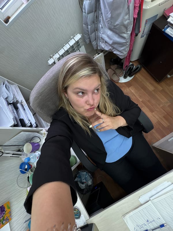 Casual office selfie session in Noviy, Russia