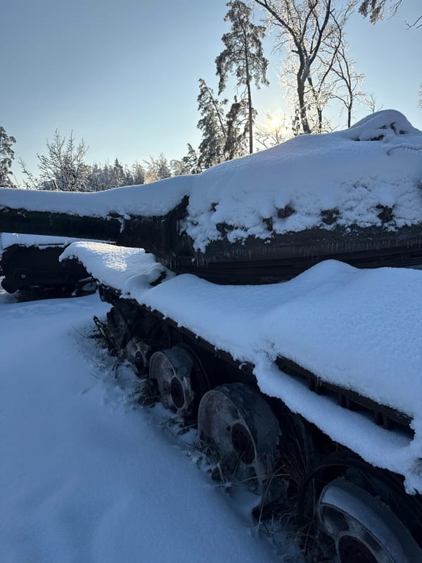 Abandoned military vehicles spotted in snowy Ukrainian forest