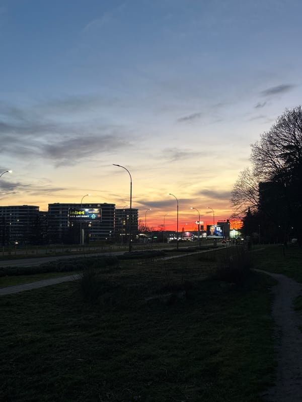 Colorful sunset observed over Varna, Bulgaria cityscape