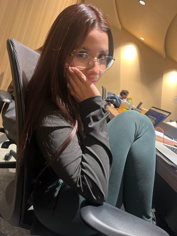 Woman photographed at office workspace in Queretaro, Mexico