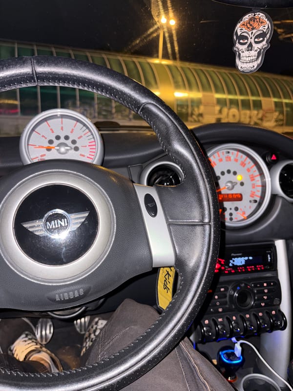 Mini Cooper interior documented in Sofia, Bulgaria