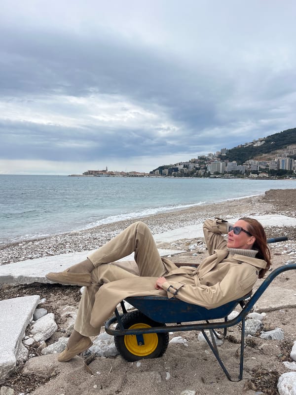 Beachside waffle breakfast documented in Budva, Montenegro