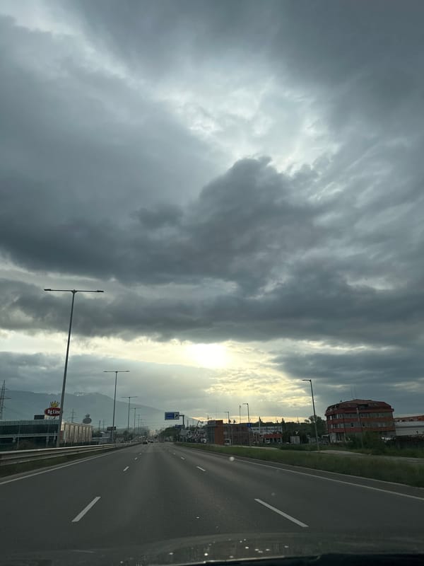 Stormy skies over highway in German, Bulgaria