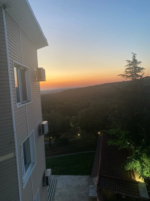 Sunset over Sredets rooftops, Bulgaria