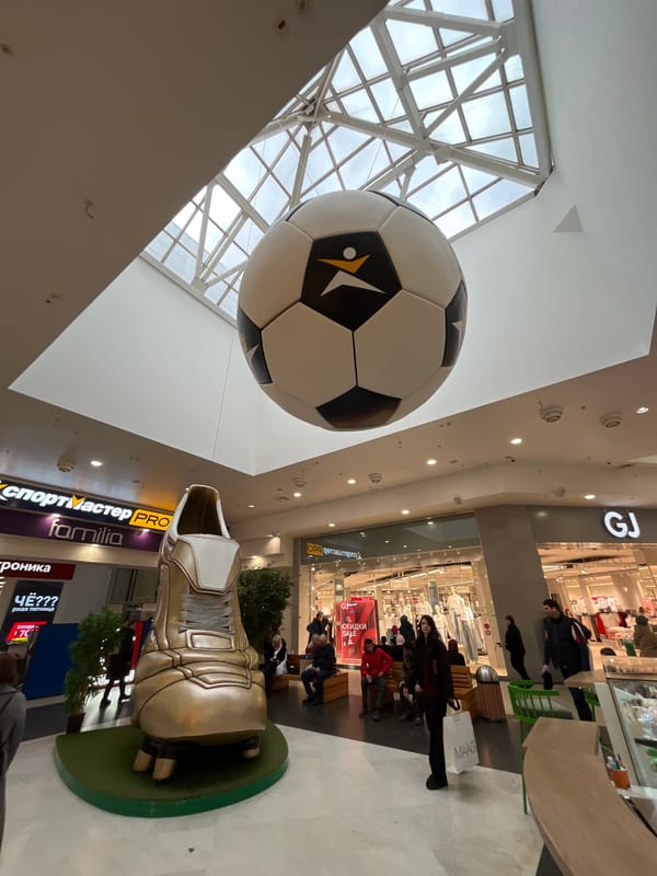 Shopping center tour captured in Krasnoyarsk, Russia