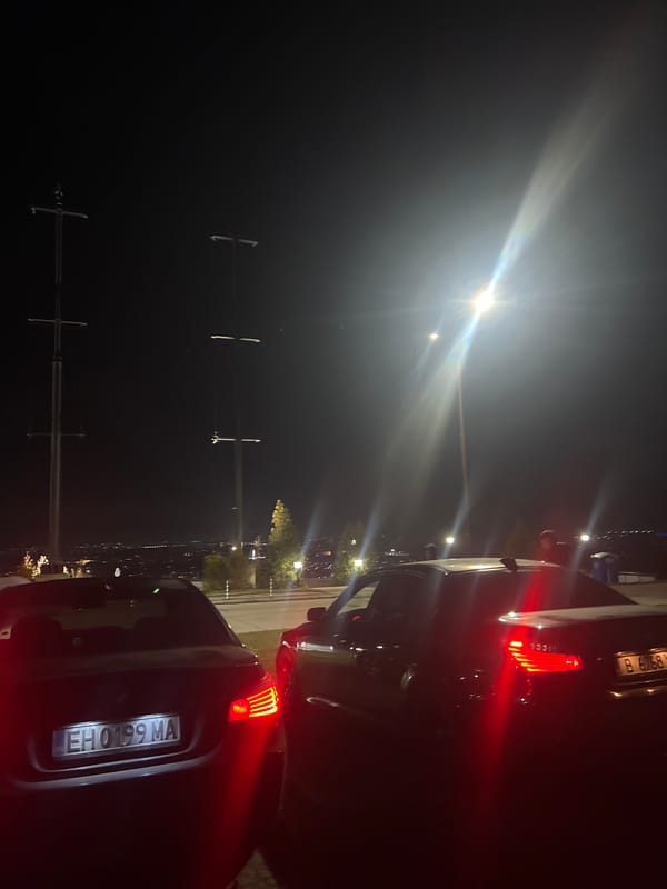 Nighttime gathering along Danube River in Ruse, Bulgaria