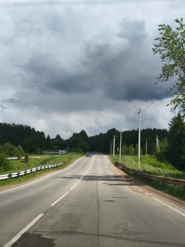 Overcast day captured on Russian road in Прикамский