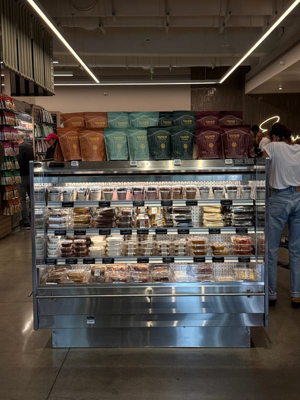 Floral bouquets arranged in basket documented in Beverly Hills
