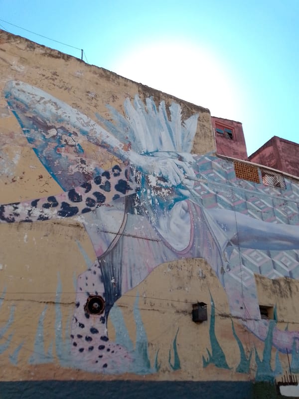 Visitor documents walking tour through historic Asuncion, Paraguay