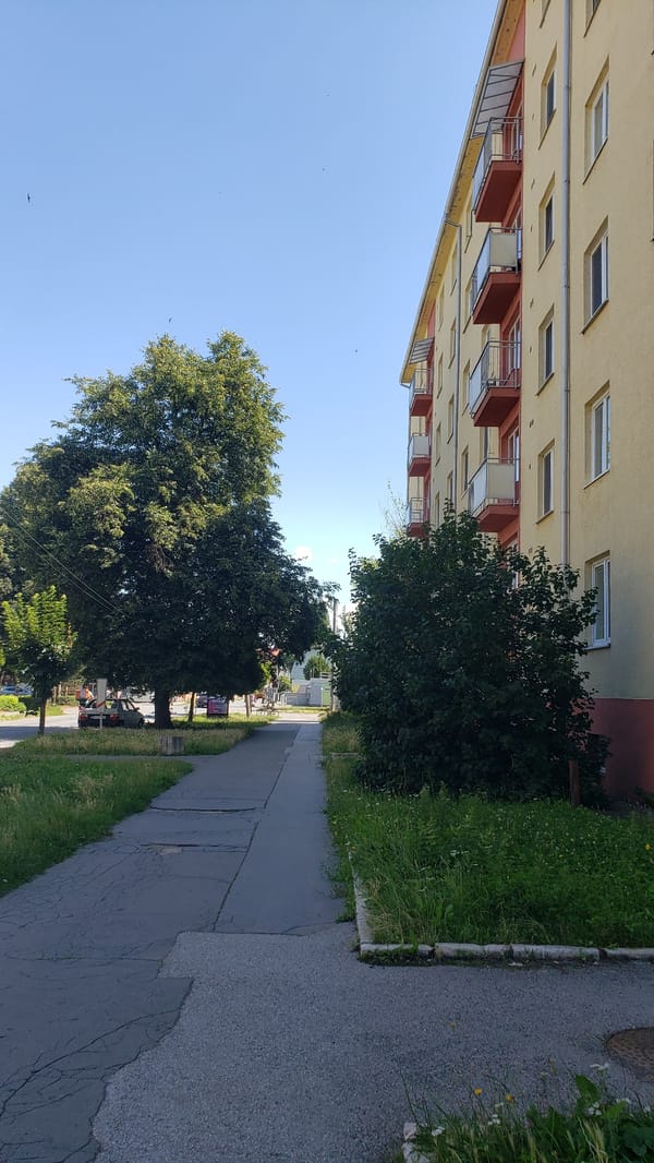 Street-level snapshots of everyday Prešov on a summer morning