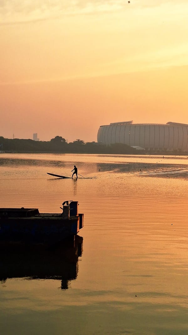 Sunset photographed over Ancol Bay City, North Jakarta