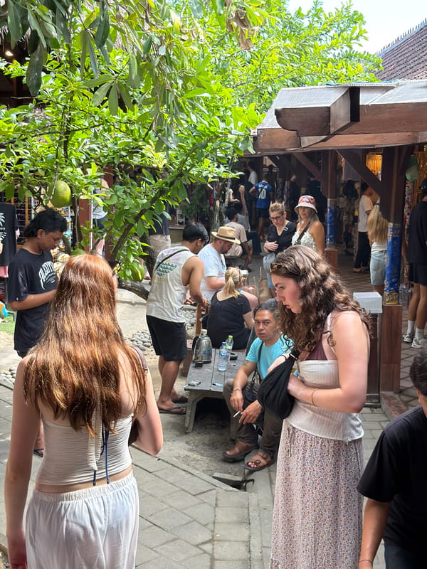 North Kuta market district alive with shoppers and street traffic
