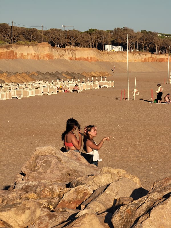 Golden hour at Quarteira beach, Algarve coast